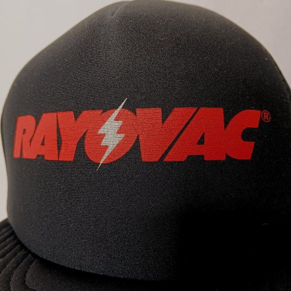 Vintage Rayovac Batteries Trucker Cap Black Red Snap Back Foam Players Taiwan - Picture 4 of 13